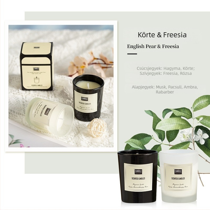 Aromaterápiás gyertya szójaviaszból, kézzel készített, hengeres formájú, OEM testreszabás