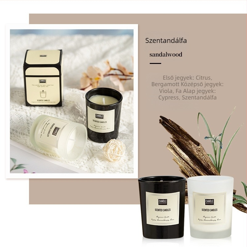 Aromaterápiás gyertya szójaviaszból, kézzel készített, hengeres formájú, OEM testreszabás