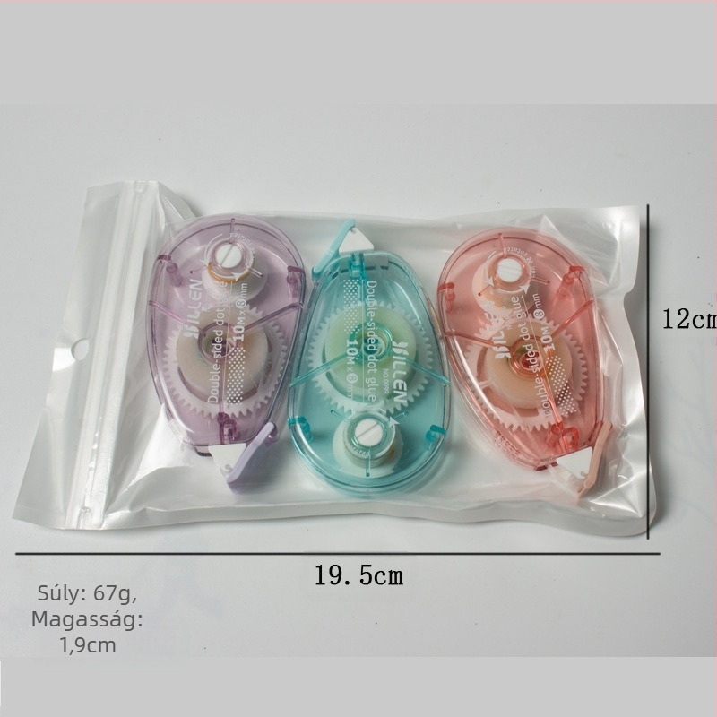 Pontozó ragasztó korrekciós szalag és kettős oldali ragasztó szalag készlet — akril ragasztó PET-filmen, vastagság 1.8, jegyzetfüzet dekorációhoz, logónyomtatás elérhető