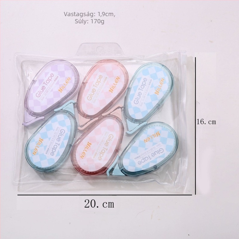Pontozó ragasztó korrekciós szalag és kettős oldali ragasztó szalag készlet — akril ragasztó PET-filmen, vastagság 1.8, jegyzetfüzet dekorációhoz, logónyomtatás elérhető