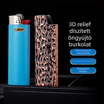 Fém öngyújtó tok BIC J6-hoz – texturált héj, háromdimenziós robusztus acélpáncél
