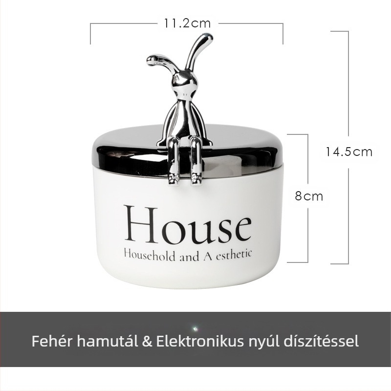 Rozsdamentes acél hamutartó medve alakú fedéllel, szélálló és füstmentes, nordic stílusú, irodába, KTV-be és bárba