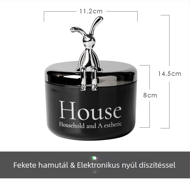 Rozsdamentes acél hamutartó medve alakú fedéllel, szélálló és füstmentes, nordic stílusú, irodába, KTV-be és bárba