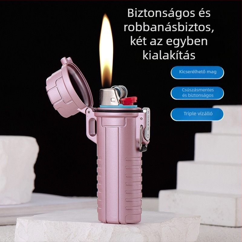 4-darabos vízálló cigarettatároló és öngyújtófedél, kompatibil Bic J6 öngyújtóval, műanyagból, testreszabható, logó nyomtatás elérhető