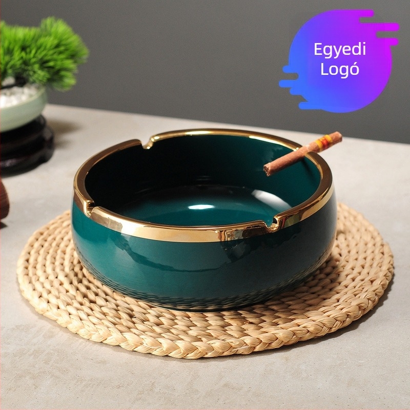 Kerámiából készült hamutál, Új kínai stílusú otthoni dekoráció, kávézóasztal és irodai díszítő elem, testreszabás elérhető — Pottery Exhibition (Home Accessories)