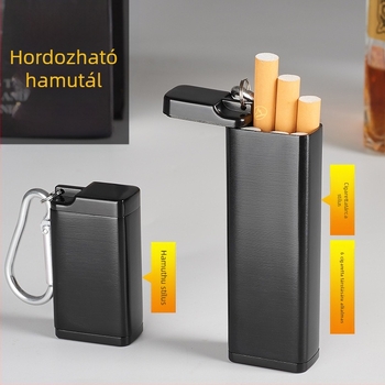 Zn ötvözetből készült hordozható cigarettatartó és hamutartó, kulcstartóval és tároló résszel; logó nyomtatás; testreszabás és magáncímke