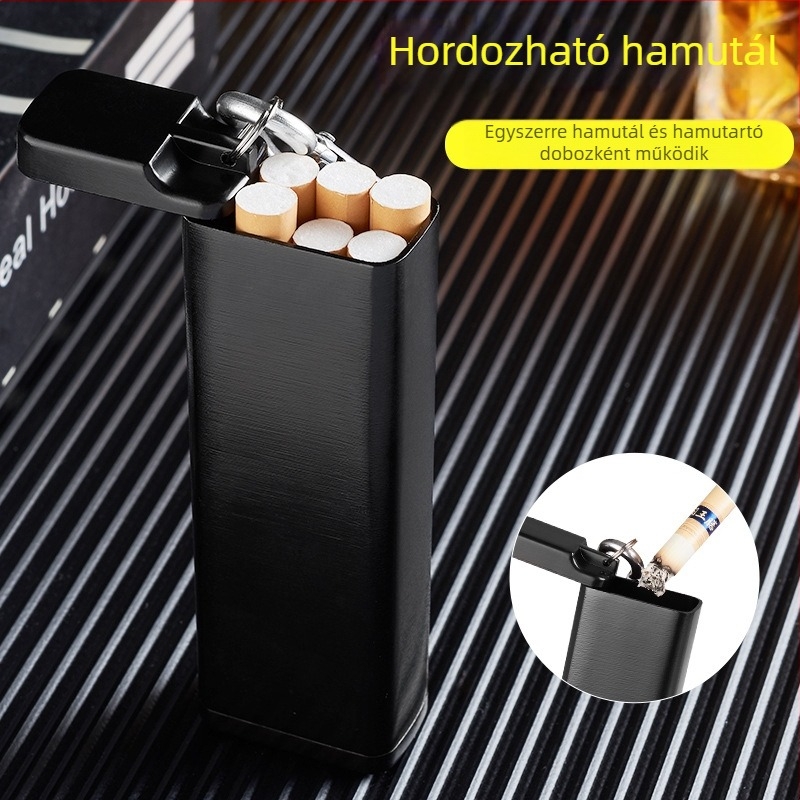 Zn ötvözetből készült hordozható cigarettatartó és hamutartó, kulcstartóval és tároló résszel; logó nyomtatás; testreszabás és magáncímke