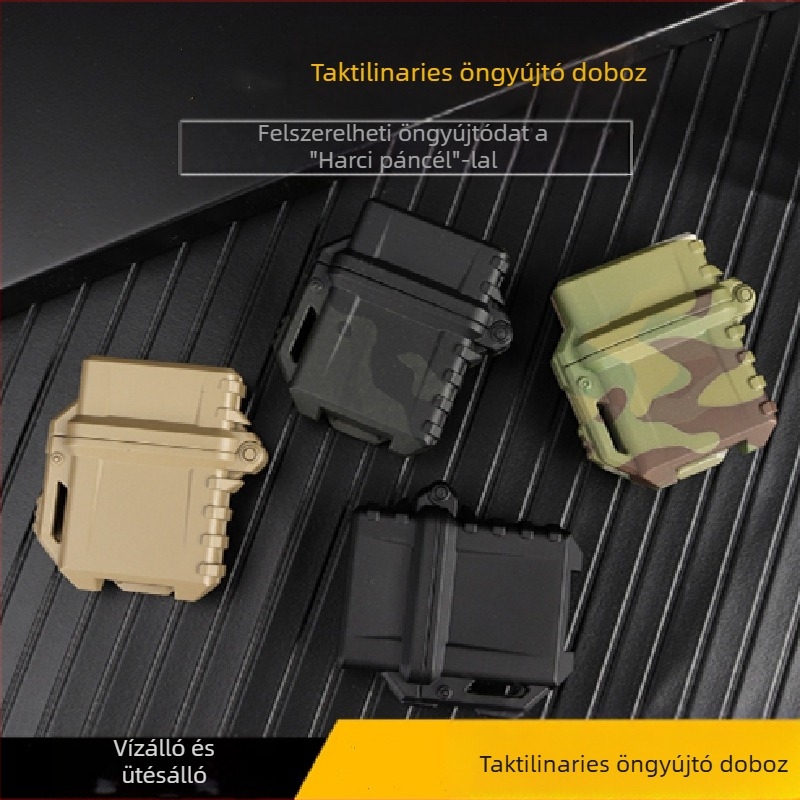 Általános taktikai öngyújtó ház kültéri használatra — vízálló, ütésálló kivitel, belső ZP mechanizmus, műanyag felépítés, testreszabható feldolgozás