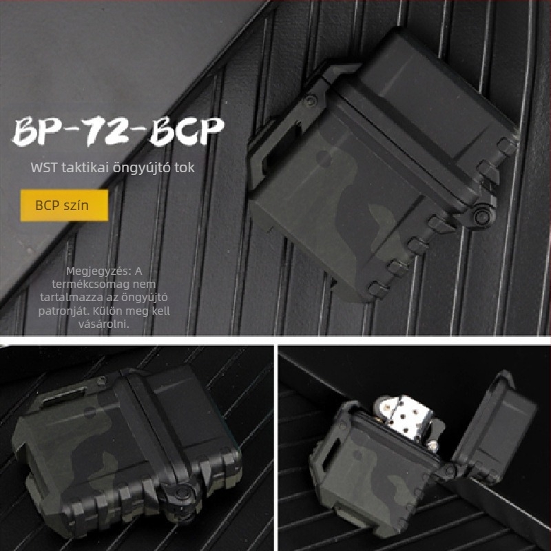 Általános taktikai öngyújtó ház kültéri használatra — vízálló, ütésálló kivitel, belső ZP mechanizmus, műanyag felépítés, testreszabható feldolgozás