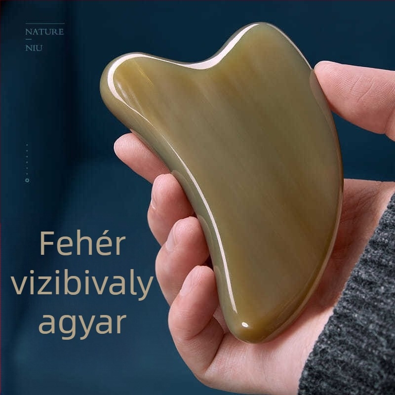 Gua sha tábla bivaly szarvából – arcra és testre használható masszázseszköz, arcfelvarrásra, univerzális a teljes testhez