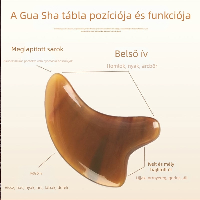 Gua sha tábla bivaly szarvából – arcra és testre használható masszázseszköz, arcfelvarrásra, univerzális a teljes testhez