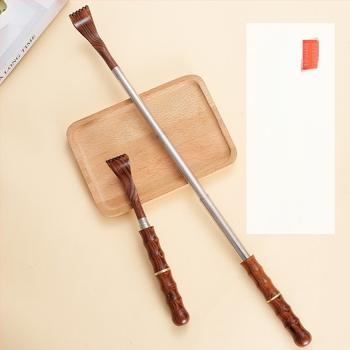 Hátkaparó szarv alakú, fa/bambusz anyagból, visszahúzható, hordozható