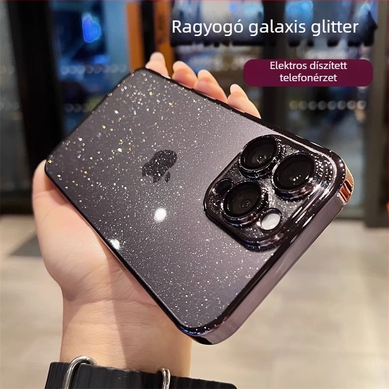 iPhone tok PC anyagból, elektroplating felülettel, ütésálló védelem, kompatibilis iPhone 12, 13, 14 és 12 Pro modellekkel