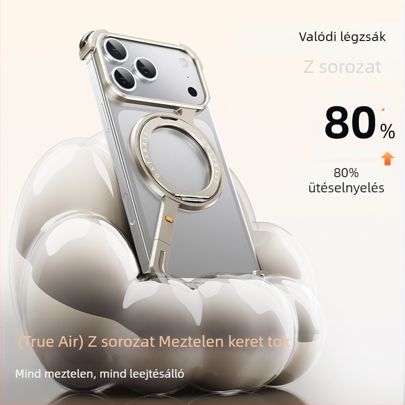 Pifan Z-shell fém keretes tok iPhone 17 Pro Max-hez mágneses állvánnyal