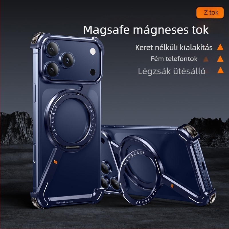 Pifan Z-shell fém keretes tok iPhone 17 Pro Max-hez mágneses állvánnyal