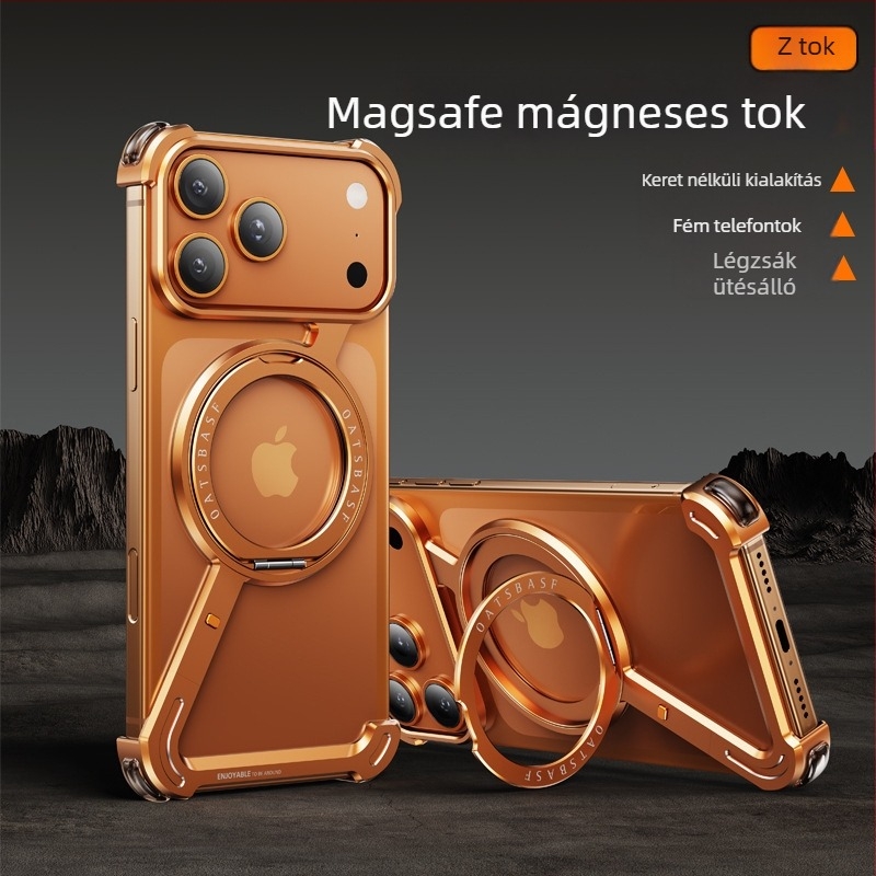 Pifan Z-shell fém keretes tok iPhone 17 Pro Max-hez mágneses állvánnyal