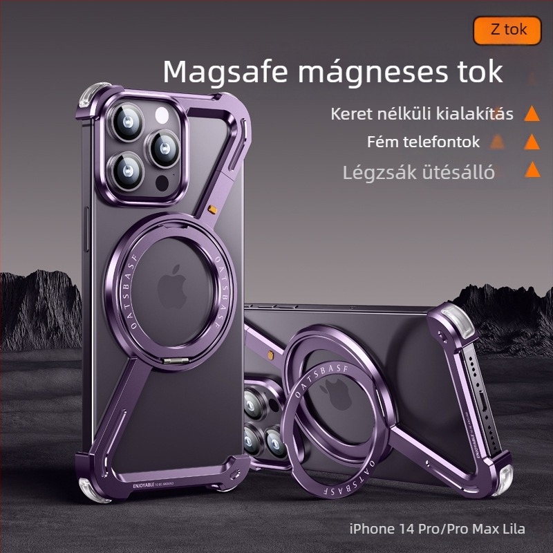 Pifan Z-shell fém keretes tok iPhone 17 Pro Max-hez mágneses állvánnyal