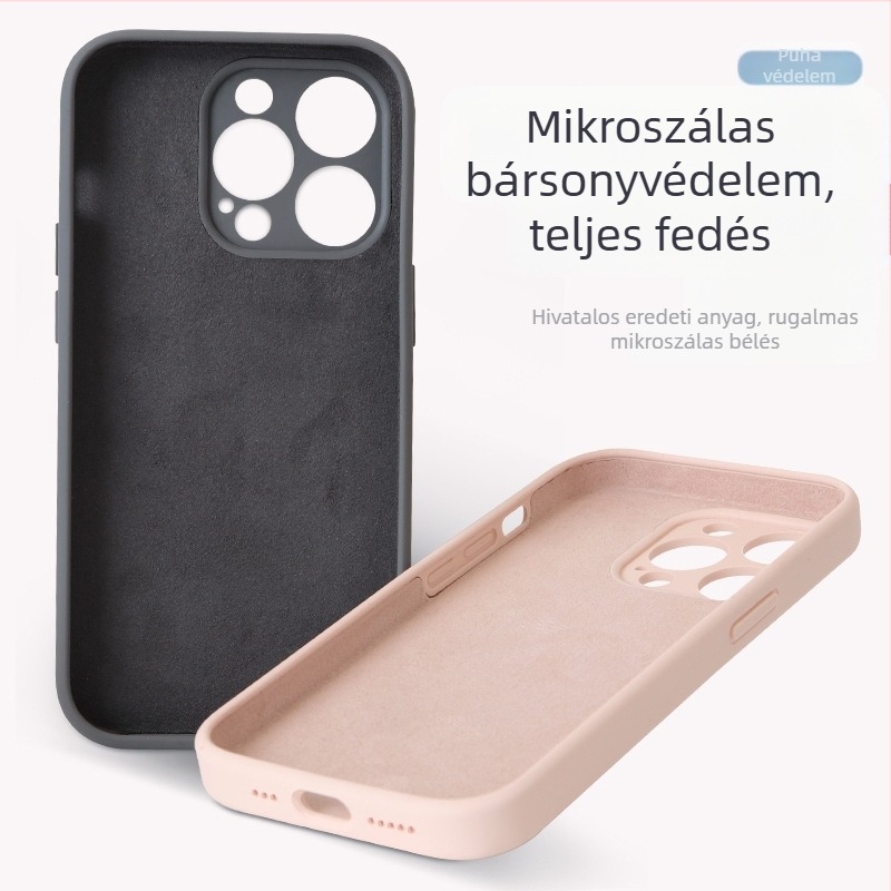 Valódi folyadék-szilíkonból készült tok teljes kameravédővel iPhone 14 Pro Max, iPhone 13 Pro és iPhone 12 modellgekhez — ütésálló