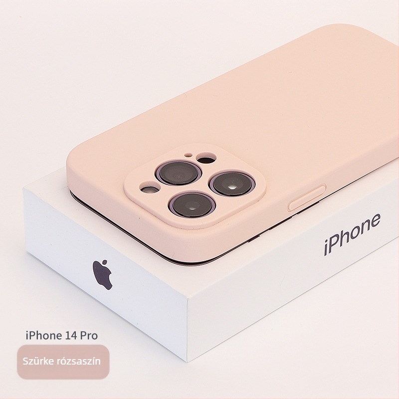 Valódi folyadék-szilíkonból készült tok teljes kameravédővel iPhone 14 Pro Max, iPhone 13 Pro és iPhone 12 modellgekhez — ütésálló