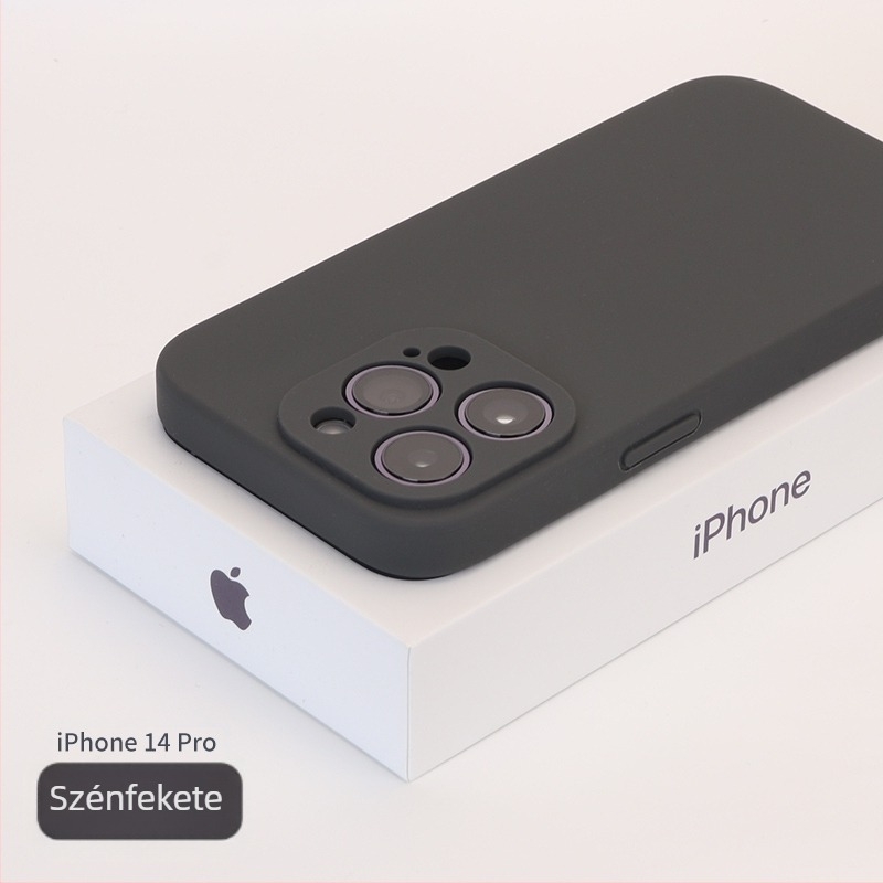 Valódi folyadék-szilíkonból készült tok teljes kameravédővel iPhone 14 Pro Max, iPhone 13 Pro és iPhone 12 modellgekhez — ütésálló