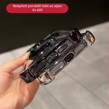 Mágneses tartóval ellátott tok iPhone 11–14 Pro/Max sorozathoz, négy sarka ütésálló, elektroplatinált akril
