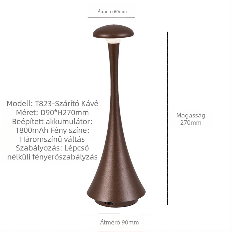 Hangulatvilágító éjjellámpa fém tartóval, modern minimalista stílus, modell T823, feszültség ≤36V