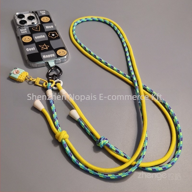 Mobiltelefon nyakpánt - Nylon, kézzel készített, uniszex, medállal