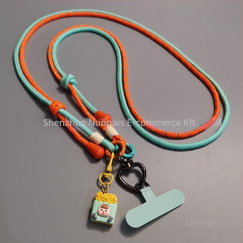 Mobiltelefon nyakpánt - Nylon, kézzel készített, uniszex, medállal