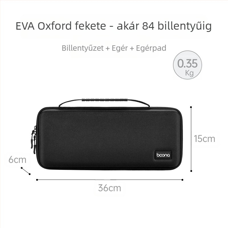 EVA anyagú egér- és billentyűzet-tároló táska ütéscsillapító védelemmel, BN-F039, teherbírás 3 kg, varrott kivitelezés