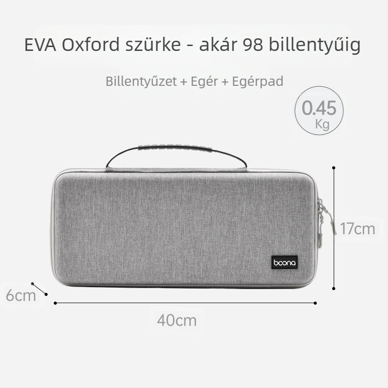EVA anyagú egér- és billentyűzet-tároló táska ütéscsillapító védelemmel, BN-F039, teherbírás 3 kg, varrott kivitelezés