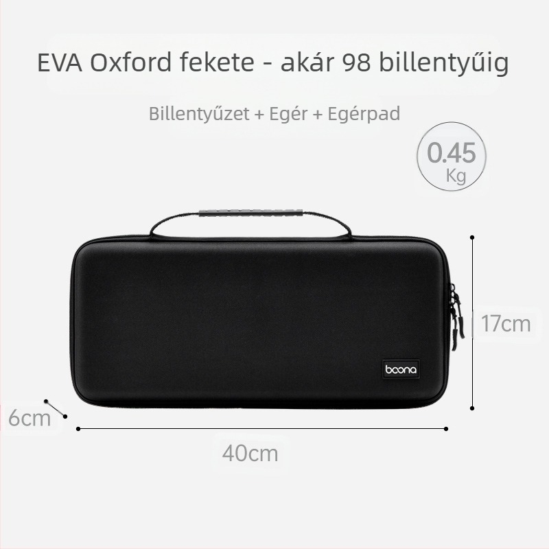EVA anyagú egér- és billentyűzet-tároló táska ütéscsillapító védelemmel, BN-F039, teherbírás 3 kg, varrott kivitelezés