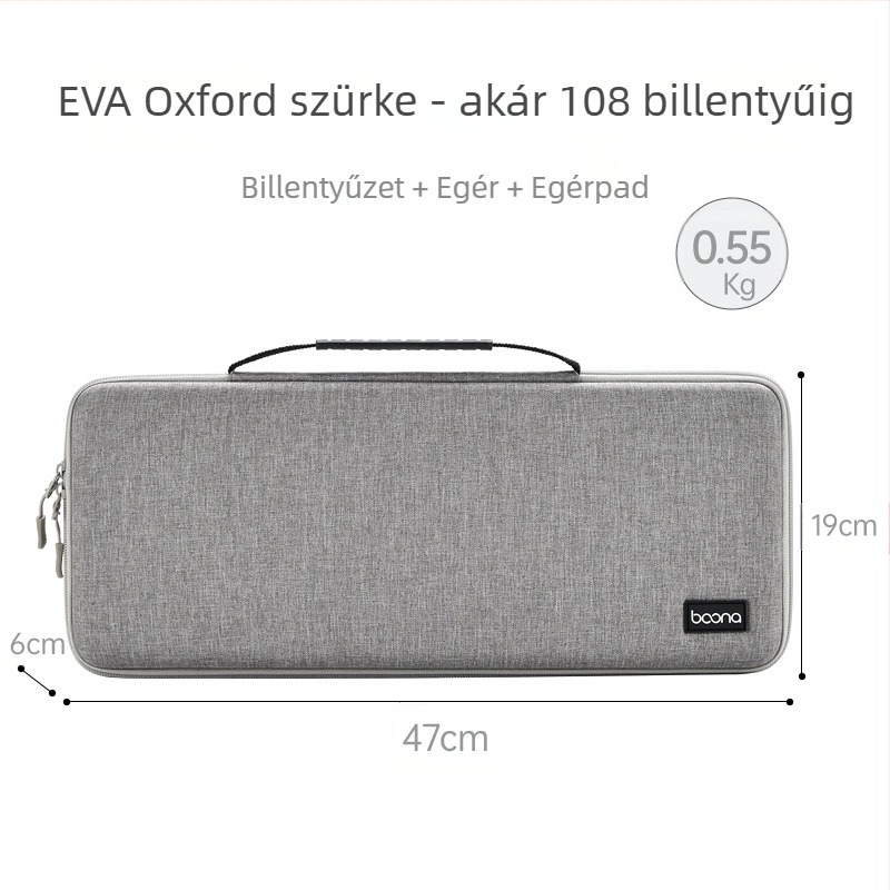 EVA anyagú egér- és billentyűzet-tároló táska ütéscsillapító védelemmel, BN-F039, teherbírás 3 kg, varrott kivitelezés