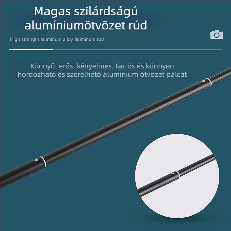 Akciókamerákhoz való selfie bot, alumínium ötvözet, teleszkópos hosszabbítás, 3-tengelyes gimbal, ötrészes kivitel, teherbírás 2 kg-ig