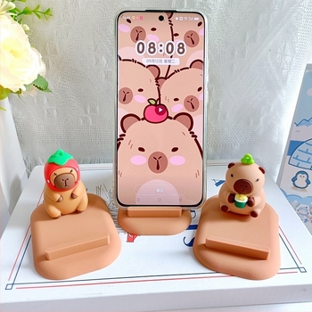 Capybara asztali tartó telefonra és tabletre — PVC anyag, általános stílus, testreszabás támogatott, 3D díszfigura