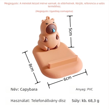 Capybara asztali tartó telefonra és tabletre — PVC anyag, általános stílus, testreszabás támogatott, 3D díszfigura