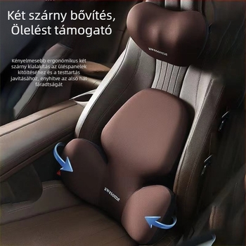 Autófej- és ágyéktámasz párna – memóriahab töltet, külső anyag: szintetikus rost, alfanumerikus mintázat, egész éves használatra