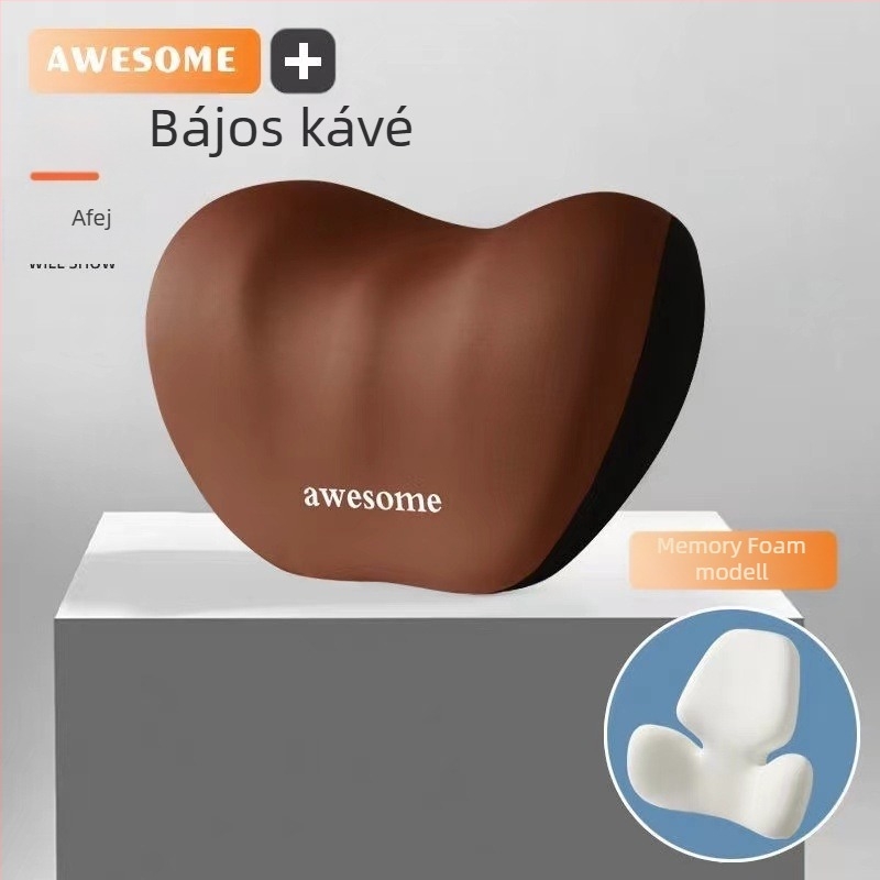 Autófej- és ágyéktámasz párna – memóriahab töltet, külső anyag: szintetikus rost, alfanumerikus mintázat, egész éves használatra