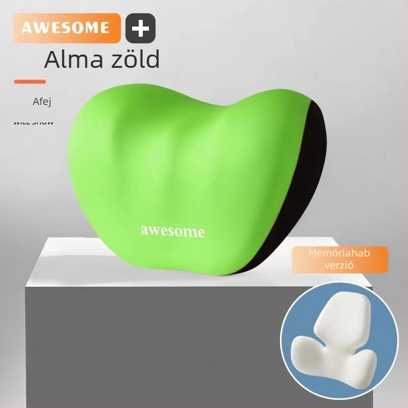 Autófej- és ágyéktámasz párna – memóriahab töltet, külső anyag: szintetikus rost, alfanumerikus mintázat, egész éves használatra