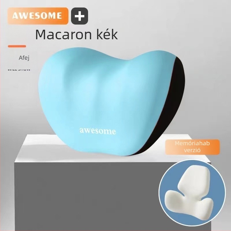 Autófej- és ágyéktámasz párna – memóriahab töltet, külső anyag: szintetikus rost, alfanumerikus mintázat, egész éves használatra