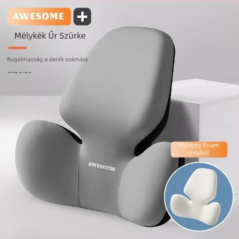 Autófej- és ágyéktámasz párna – memóriahab töltet, külső anyag: szintetikus rost, alfanumerikus mintázat, egész éves használatra