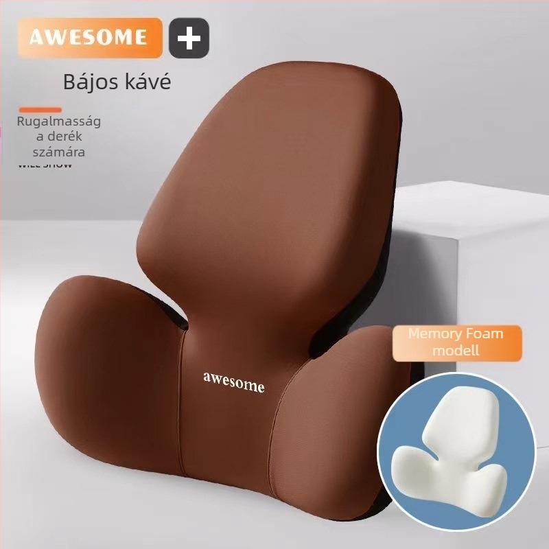 Autófej- és ágyéktámasz párna – memóriahab töltet, külső anyag: szintetikus rost, alfanumerikus mintázat, egész éves használatra