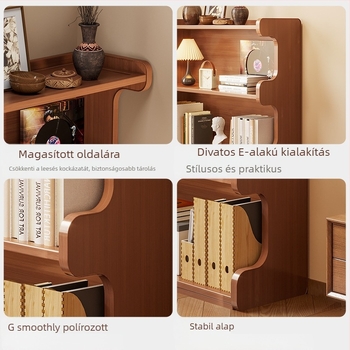 Könyvespolc, többrétű padlón álló polc a nappaliba, bambusz Nanzhu + MDF, modell 568, modern minimalista stílus, Haichuan