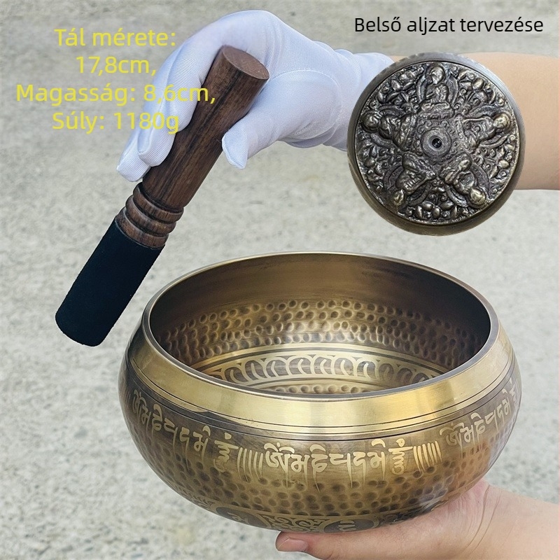 Rézből készült hangtál hangterápiához, kínai stílusú, félig kézzel és félig mechanikusan készített