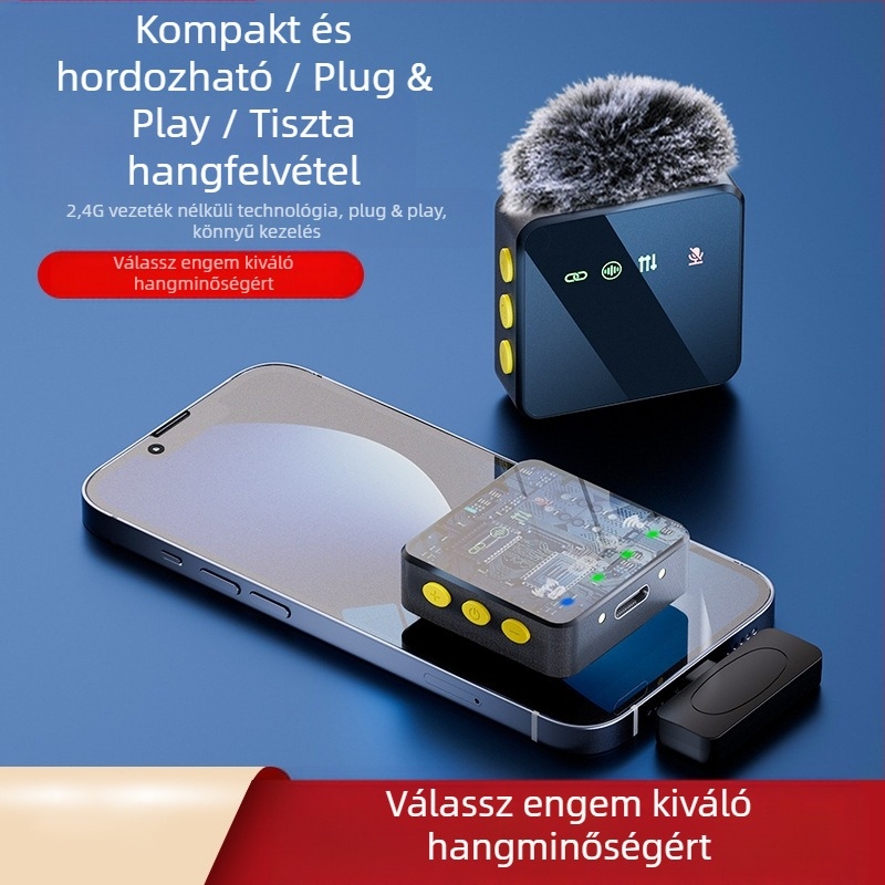 H12 Lavalier mikrofon élő adásokhoz és interjúkhoz, 20 Hz–20 kHz frekvenciasáv, SNR ≥70 dB, üzemidő 3–6 óra