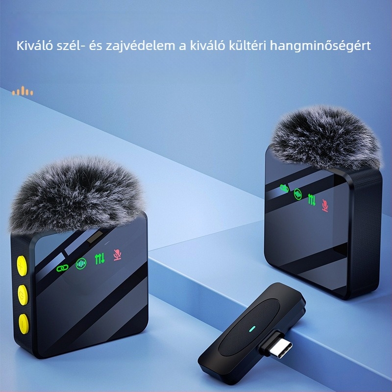 H12 Lavalier mikrofon élő adásokhoz és interjúkhoz, 20 Hz–20 kHz frekvenciasáv, SNR ≥70 dB, üzemidő 3–6 óra