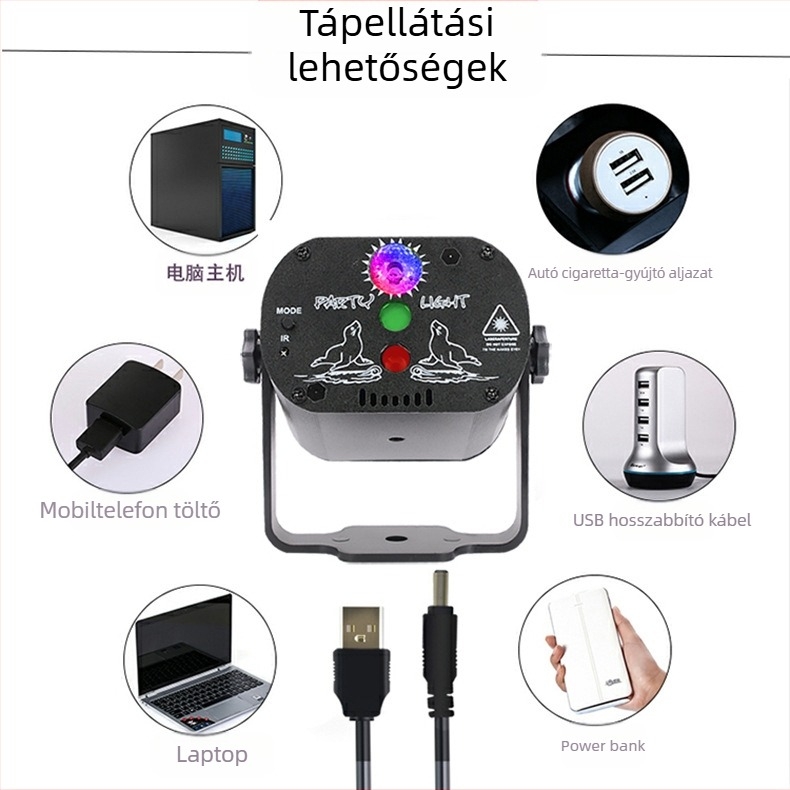 Mini lézerfény MN-R60 LED+lézer 5V IP20 beltérre