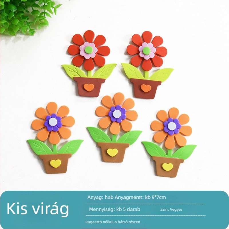5 darab EVA falmatrica – 3D mintás növények és virágok, óvodai osztály dekorációhoz