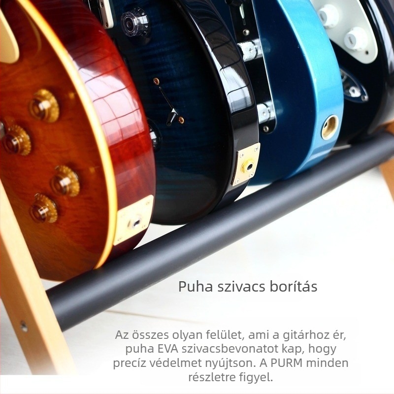 PURM Gitárállvány – többcsoportos, többfejű, függőleges állvány több sornyi és több pozíciós állvánnyal akusztikus, elektromos és basszusgitárokhoz