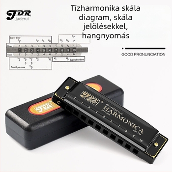 JDR/Jade Rui Blues-harmonika, 10 furat, kulcs C, modell JDR-10, diatonikus blues hangszer