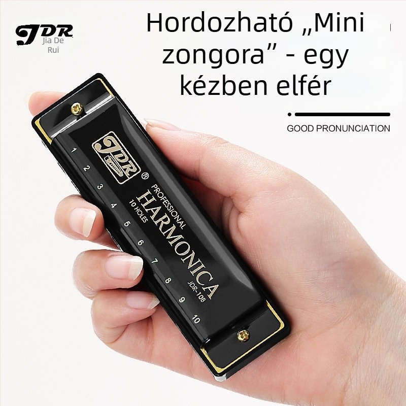 JDR/Jade Rui Blues-harmonika, 10 furat, kulcs C, modell JDR-10, diatonikus blues hangszer